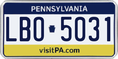 PA license plate LBO5031