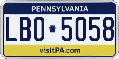 PA license plate LBO5058