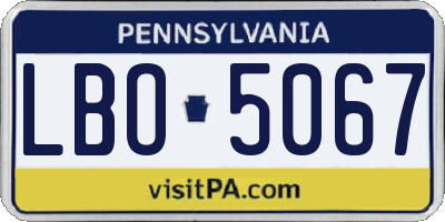 PA license plate LBO5067