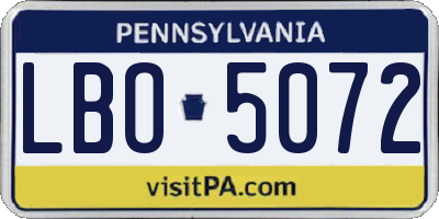 PA license plate LBO5072