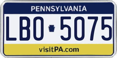 PA license plate LBO5075