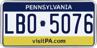 PA license plate LBO5076