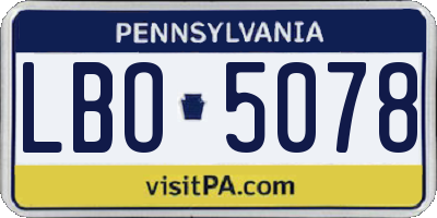 PA license plate LBO5078