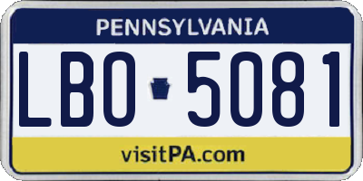 PA license plate LBO5081