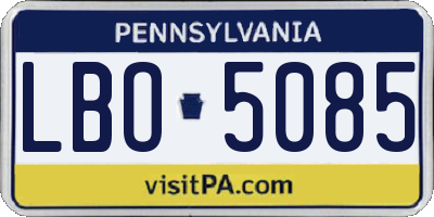 PA license plate LBO5085
