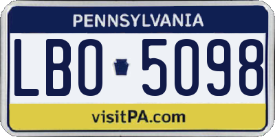PA license plate LBO5098