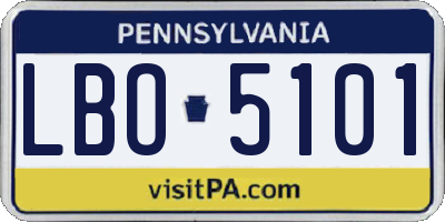 PA license plate LBO5101