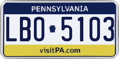 PA license plate LBO5103