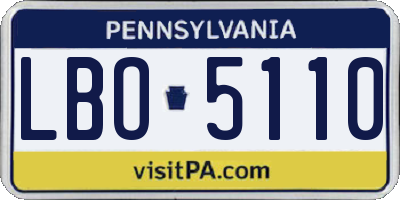 PA license plate LBO5110
