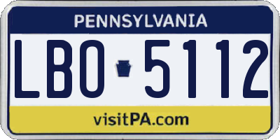PA license plate LBO5112