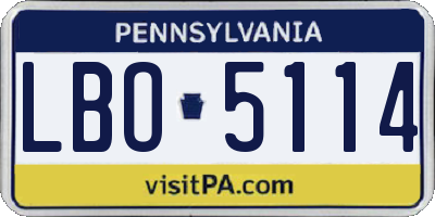 PA license plate LBO5114