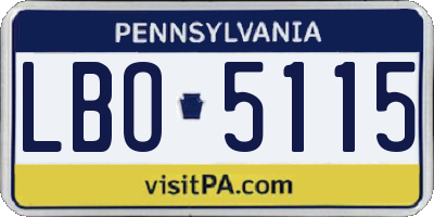 PA license plate LBO5115