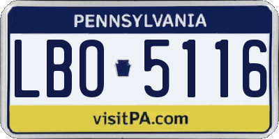 PA license plate LBO5116