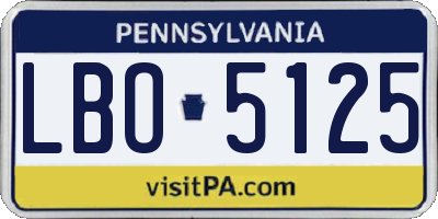 PA license plate LBO5125