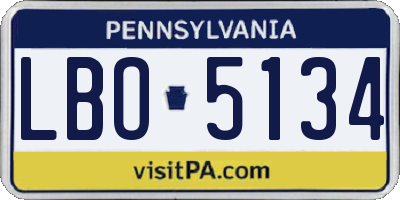 PA license plate LBO5134