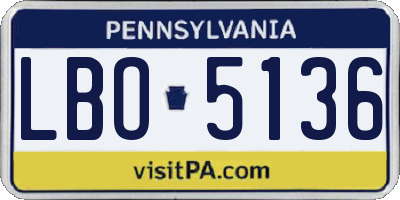 PA license plate LBO5136