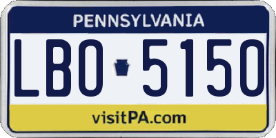 PA license plate LBO5150