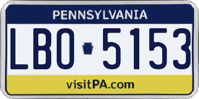 PA license plate LBO5153