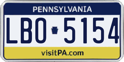 PA license plate LBO5154