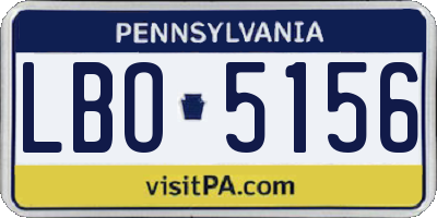 PA license plate LBO5156