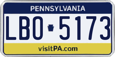 PA license plate LBO5173