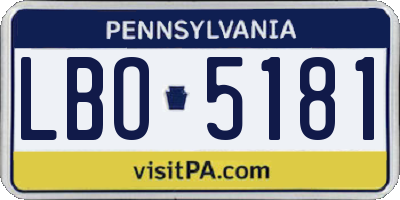 PA license plate LBO5181