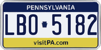 PA license plate LBO5182