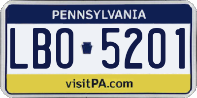 PA license plate LBO5201