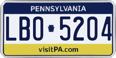 PA license plate LBO5204