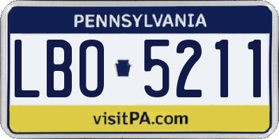 PA license plate LBO5211