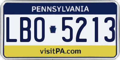PA license plate LBO5213