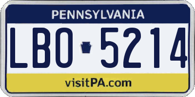 PA license plate LBO5214
