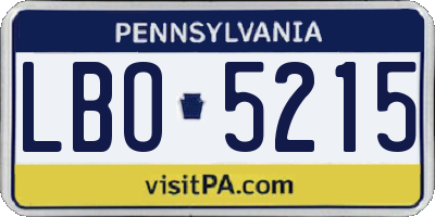 PA license plate LBO5215