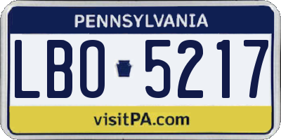 PA license plate LBO5217