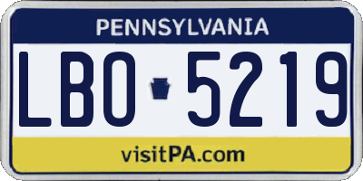 PA license plate LBO5219