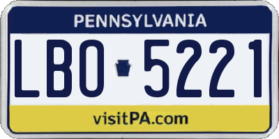 PA license plate LBO5221