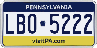 PA license plate LBO5222