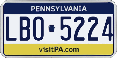 PA license plate LBO5224