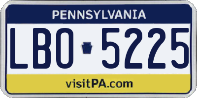 PA license plate LBO5225