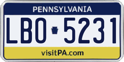 PA license plate LBO5231