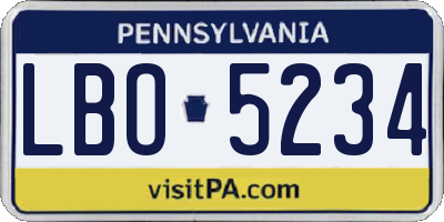 PA license plate LBO5234