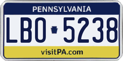 PA license plate LBO5238