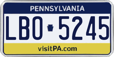 PA license plate LBO5245