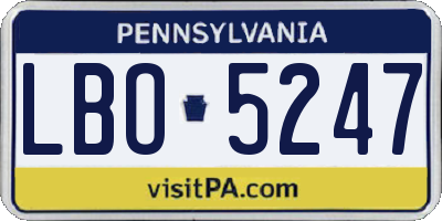 PA license plate LBO5247