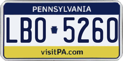 PA license plate LBO5260