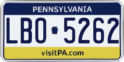 PA license plate LBO5262