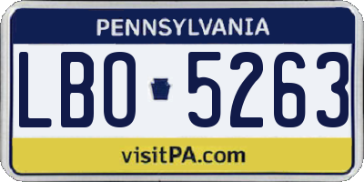 PA license plate LBO5263