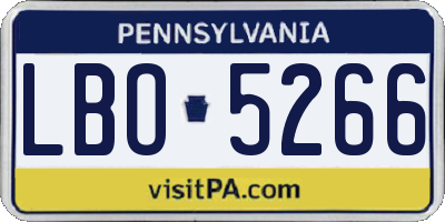 PA license plate LBO5266