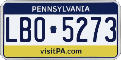 PA license plate LBO5273