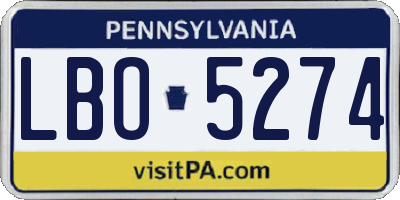 PA license plate LBO5274